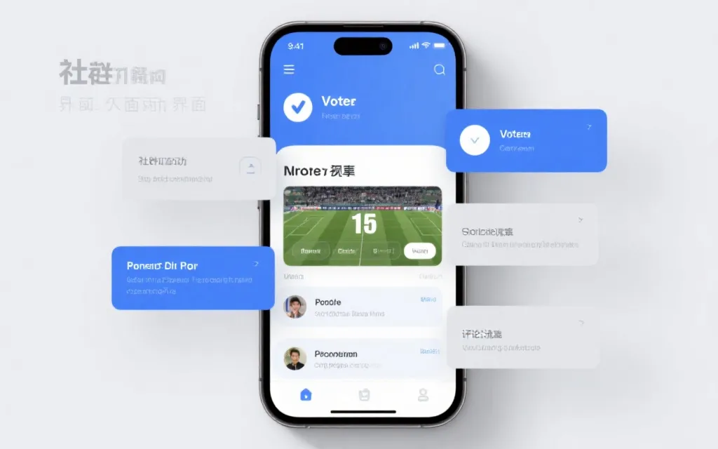 手机端社群互动界面与投票竞猜的视觉占位图